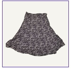 East 5th Black, Purple, and White A-Line Skirt Size L